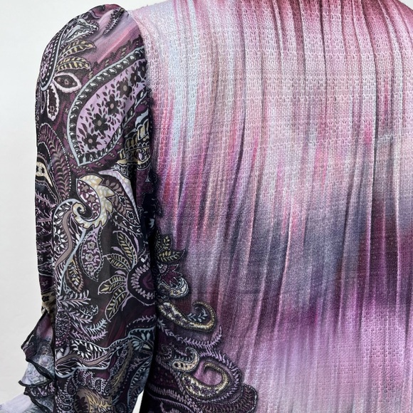 One World Paisley Ruffle Sleeved Knit Top - Picture 4 of 6